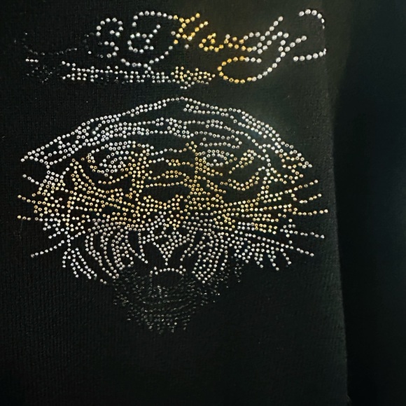 Ed Hardy Sweater NWT $300 Embellishments Gold Tiger front and back - Picture 3 of 9